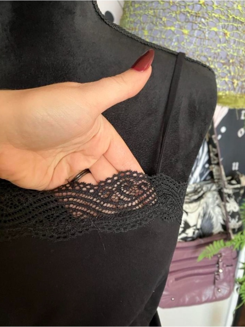 Ann Taylor Black Lace-Trim Camisole - Picture 3 of 5
